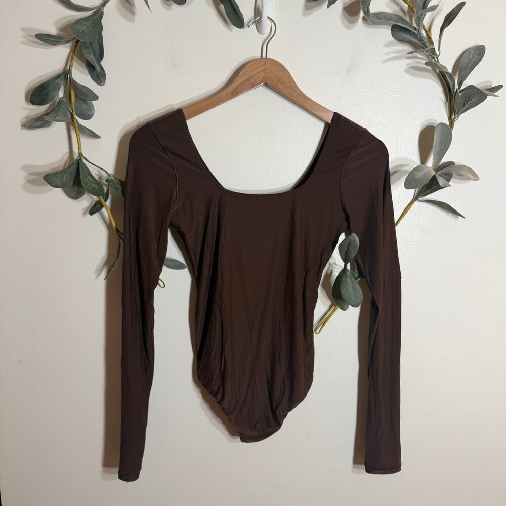 Aerie Smoothez Brown Long Sleeve Bodysuit